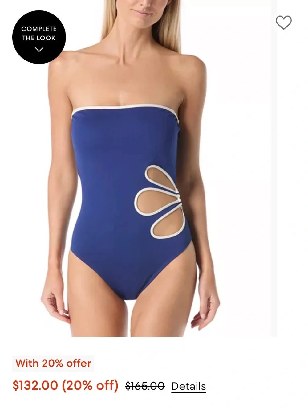 kate spade Navy Blue Strapless Cutout One-Piece Swimsuit